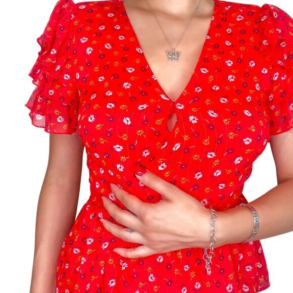 Madewell Top Peplum Wrap V-Neck Blouse Size 0 - Picture 4 of 5